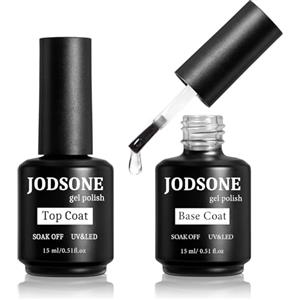 JODSONE 15ml x 2 Base e Top coat Semipermanente, Smalto per Unghie in Gel UV LED Soak Off Kit per Manicure, No Wipe Top & Base Coat, Un regalo Perfetto per Tutti.