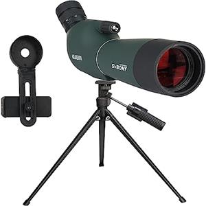 Svbony SV28PLUS Cannocchiale con Treppiede, 20-60x60mm BAK4 FMC Obiettivo Impermeabile, Telescopi Spotting Scope con Borsa Adattatore per Telefono, per Adulti tiro a segno Tiro con l'arco Birdwatching