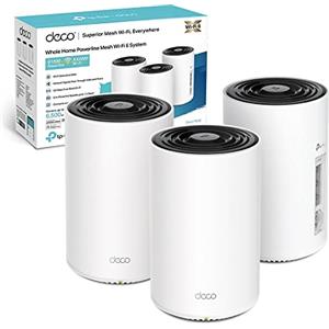 TP-Link Set mesh WLAN Deco PX50 Powerline (pacchetto di 3), Wi-Fi 6 dual-band AX3000+ G.hn G1500, portata fino a 600 m², ideale per ambienti di grandi dimensioni e pareti spesse, WPA3, bianco