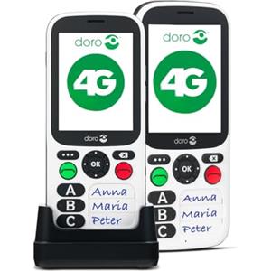 Doro 780X 4G Telefono Cellulare Anziani - Tastiera Semplice Max 3 Contatti - Timer Sicurezza - Tasto SOS con GPS - Salvavita Anziani - Allarme - Base Ricarica - Blocco Chiamate - Resistente all'Acqua