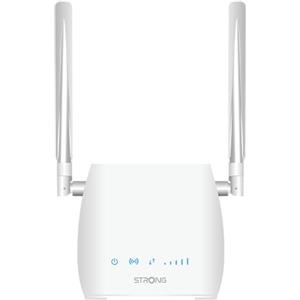 STRONG - Router Wifi 4G LTE 300M - Wifi fino a 150 Mbps 4G/300 Mbps - 1 porta RJ45 - Funziona con tutti i tipi di SIM - Condivisione rete dati - Antenne rimovibili - Facile da installare - Bianco