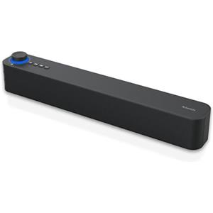 ATLANTIS Soundbar PC 20W, Casse PC, Jack 3.5mm + Bluetooth 5.3 per Smartphone, FireTV, Giradischi,batt. 2400mhA, Radio FM, Altoparlante PC, Portatile, TV, Smartphone Dim 420x60x74 mm Nero P003-C0820-B