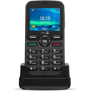 Doro 5860 4G Telefono Cellulare per Anziani - Dumb Phone - Tasti Numerici Parlanti - Fotocamera - Vivavoce - Bluetooth - Tasto SOS - Base di Ricarica - Telefonia - Telefonini [Vers. Italiana] (Nero)