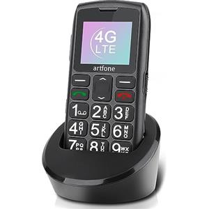 artfone Telefono Cellulare per Anziani con Tasti Grandi, LTE Telefoni per Persone Anziane, Funzione SOS, Volume Alto, Batteria da 1400 mAh, Base di Ricarica con USB C1 4G Senior Nero