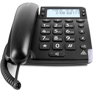 Doro Magna 4000 Telefono Fisso Casa per Anziani - Cornetta - Tasti Grandi - Volume Alto - Display - Compatibile Apparecchi Acustici - LED Chiamate - Vivavoce - No Segreteria (Nero) [Versione Italiana]