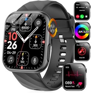 Marsyu Smartwatch Uomo con ????li????????????????????/ECG/HRV/Acido Urico/Pressione Sanguigna/Sonno/BMI/Temperatura Corporea/Cardiofrequenzimetro, 1,97