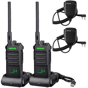 Retevis RT86 Walkie-Talkie Professionali, Ricetrasmittenti Lungo Raggio con Microfono Altoparlante, 2600mAh Ricaricabili, VOX, Robust Walkie Talkie Portatile per Industria (Nero, 2 Pezzi)