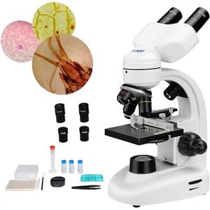 Svbony SV605 Microscopio Binoculare 80x-1600x, Microscopio Composto con Stadio Meccanico Filtro Illuminazione a LED, Microscopio Biologico per Regali per Studenti Principianti Adulti