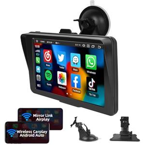 Podofo Senza Fili Carplay Android Auto Autoradio Portatile 7 Pollici Touchscreen Auto Radio con Schermo con Bluetooth Trasmettitore FM Mirror Link GPS AUX