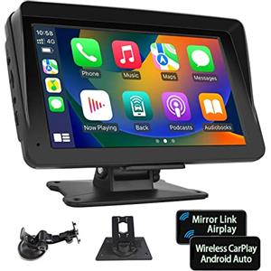 Podofo Senza Fili Carplay Android Auto Autoradio Portatile 7 Pollici Touchscreen Auto Radio con Schermo con Bluetooth Trasmettitore FM Mirror Link GPS AUX 7-32V