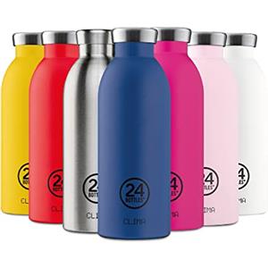 24Bottles Clima Bottle - Borraccia Termica 500 ml Acciaio Inox, Bottiglia Termica Thermos 100% Ermetico (12h Hot 24h Cold) dal Design Italiano, Borracce Termiche Ecologiche, Water Bottle Deep Blue