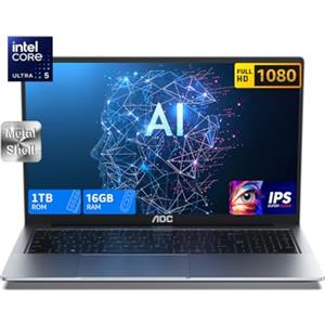 AOC AI Gaming Notebook, 16.1'' PC Portatile con Intel Core Ultra 5 125U, PC Portatile con Tastiera Illuminata, 16GB DDR5 1TB SSD, UHD Computer Portatile-(AI: Copilot) Supporta WiFi 6, Tipo_C, BT5.2