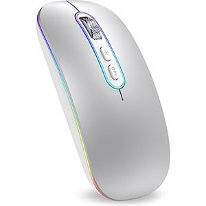 cimetech Mouse wireless ricaricabile, Mouse 2.4G e Bluetooth per laptop Design ergonomico senza fili con USB e 1600 DPI Compatibile con Macbook iPad PC Computer Notebook Laptop