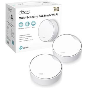 TP-Link Deco X50-PoE Router Mesh WiFi 6, AX3000Mbps Dual Band, PoE(Alimentazione Tramite Ethernet), Porta Ethernet da 2,5 Gbps, Ripetitore WiFi, Access Point, Alexa, 2 Pezzi con Copertura fino a 420㎡