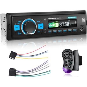 Techschermo Autoradio 1 Din avec EQ - Autoradio Bluetooth avec DAB, Radio FM, SWC, Entrée USB/AUX/TF/SD + Télécommande