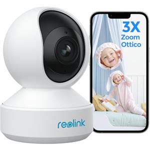 Reolink 5MP PTZ Telecamera WiFi Interno, Baby Monitor, Rilevazione di Persone/Pet, Auto-tracking, Videocamera Sorveglianza WiFi 2,4/5GHz, 3x Zoom, Sirena, Audio Bidirezionale, Cloud, E1 Zoom