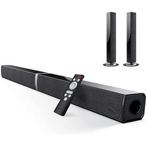 HoYLluDLL TV Soundbar Bluetooth Soundbar per TV, 32Inch Staccabile 2 in 1 Sound Bar per televisore con audio potente, Altoparlanti per TV per Home Theater Audio, 2.0 canali con HDMI OPT/RCA/AUX