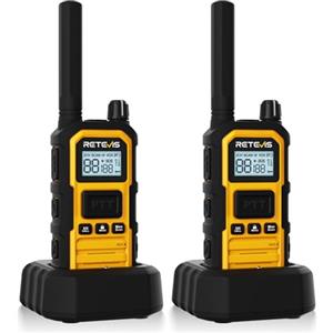 Retevis RB648P Walkie Talkie, Ricetrasmittenti Professionali, IP67 Impermeabile, SOS Vibrazione, 2000 mAh, Walkie-Talkie Ricaricabili a Lungo Raggio per Campeggio (2 Pezzi, Giallo)
