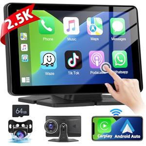 Podofo CarPlay Autoradio Android Auto Schermo per Auto da 7 Pollici, con Dashcam, Supporta Vivavoce Bluetooth, Radio Stereo Monitor con Airplay Bluetooth Trasmettitore FM AUX