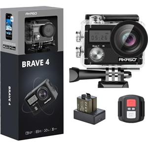 AKASO Brave 4 4K30fps 20MP Action CamFotocamera Subacquea 20MP WIFI Telecomando Ultra HD con Action Cam Stabilizzata EIS 30M Videocamera Subacquea Impermeabile con 5xZoom