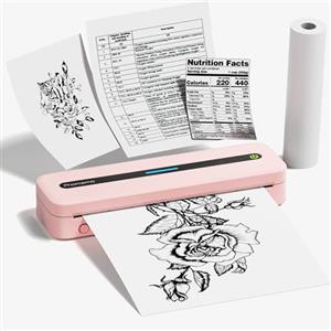 Phomemo M832 Stampante Termica A4, Stampante Portatile Supporta Carta Termica A4 da 210x297mm, Stampante Senza Fili Compatibile con Android e iOS per Telefoni Cellulari e Laptop, Rosa