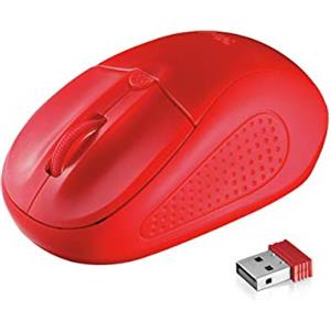 Trust Primo Mouse Ottico, Wireless, Interruttore Integrato, Tasti Premuti, Rosso