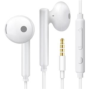 MAS CARNEY WH6 Cuffie con cavo, Semi In Ear, auricolari con cavo da 3,5 mm, per MP3/MP4, Ipad, Honor 6X/7X/8X/9/10, Huawei, Redmi Note 8/9, colore bianco