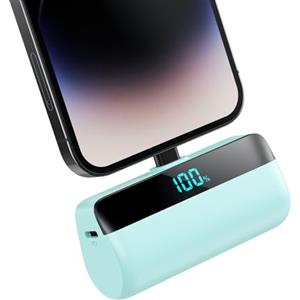 Feob Mini Power Bank per iPhone, 5200mAh 20W PD Caricabatterie Portatile Ultra Compatto Powerbank Batteria Esterna con LED Display Compatibile con iPhone 14/14 Pro Max/13 Pro/13/12/11/XR/XS/8/7-Verde