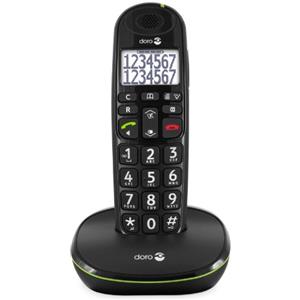 Doro PhoneEasy 110 Telefono Cordless DECT per Anziani con Tasti Grandi Parlanti, Funzione Chiamata Interna e Audio Amplificato [Versione Italiana] (X 1 / Nero)