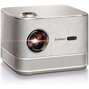 Aurzen Proiettore Netflix Ufficiale Dolby Aurzen Boom 3 Videoroiettore 4K Supporta Auto Focus Keystone, Proiettore WiFi Bluetooth 500 Ansi Projector Full HD 1080P Nativo, Altoparlanti da 36 W, Oro