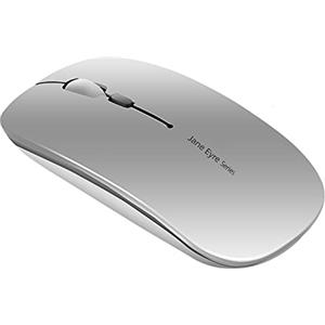 Uiosmuph Q5 Mouse Wireless Ricaricabile, Senza Fili Silenzioso 2,4G 1600DPI Mouse Portatile da Viaggio Ottico con Ricevitore USB per Windows 10/8/7/XP/Vista/PC/Mac (Argento)