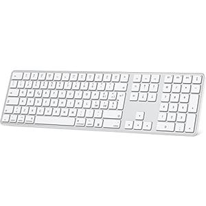 OMOTON Tastiera Bluetooth,Ricaricabile per Mac OS, Layout Italiano con Tastierino Numerico, Compattibile con MacBook Air/Pro/iMac, Tre Modalità Bluetooth e design ergonomico (Bianco)