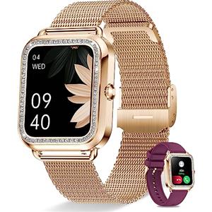 Erkwei Orologio Smartwatch Donna Chiamate e Assistente Vocale, Smart Watch con Cardiofrequenzimetro Sonno Contapassi SpO2, Quadrante Personalizzato Orologio Fitness per Android iOS Sportivo Activity Tracker