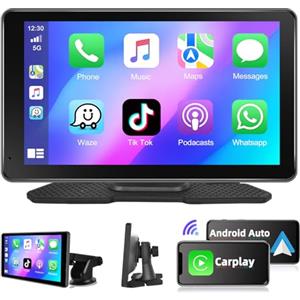 Podofo Carplay Autoradio Android Auto Schermo per Auto da 7 Pollici con AirPlay, Sistema Vivavoce Bluetooth, Navigazione in Tempo Reale, Siri e AUX Driveplay