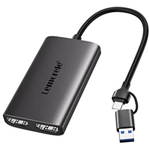 Lemorele capture card carte d'acquisition vidéo Capture Card USB 3.0, streaming e registrazione a 1080p60 a bassissima latenza su PS5, PS4/Pro, compatibile con PC/Mac, Supporta HDMI Link