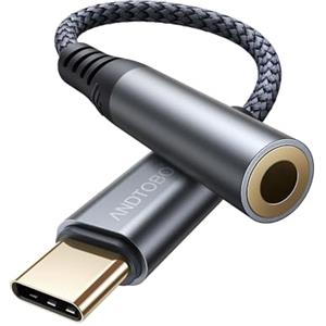 ANDTOBO Adattatore USB C Jack 3,5mm, Adattatore USB C a Jack per cuffie 3.5 mm, USB Tipo C a Cavo Dongle Audio Aux per iPhone 16/15 Pro Max Plus, iPad Pro Air, Galaxy S24 Ultra S23 S21 S20