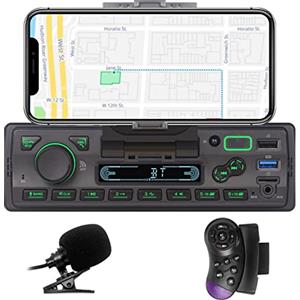 LXKLSZ Autoradio 1 din Autoradio Bluetooth con controllo APP Lettore MP3 supporto USB/TF/AUX/Ricarica rapida/Chiamate in vivavoce/Radio FM/Con supporto per telefono