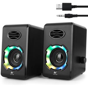 OROROW OROW Casse PC,10W Altoparlanti PC con Bluetooth,Small RGB Casse Audio PC, Stereo Sound 2.0, Altoparlante USB(S205)