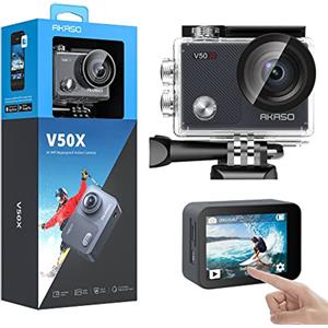 AKASO V50 X Action Cam 4K 20MP, Videocamere WiFi EIS 40M Fotocamera Subacquea Touch Screen, Telecomando, Custodia Impermeabi, Action Camera Kit di Accessori di Montaggio