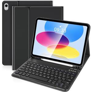 SOPPY Custodia con Tastiera per iPad, Tastiera Bluetooth per iPad 10a Generazione 10,9 pollici 2022 (A2696 / A2757 / A2777), Tastiera Wireless Rimovibile per iPad 10a Gene, Layout Italian - Nero