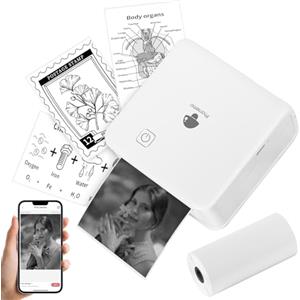 Phomemo M02 Pro Mini Stampante Termica Stampante Portatile Fotografica Stampante Bluetooth Mobile 300dpi Compatibile con iOS e Android, per Stampa di Foto in Stile Retrò, Apprendimento, Lavoro, Bianco