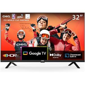 CHiQ L32H7G TV da 32 pollici, Smart TV, TV LED HD, Design senza cornice, Google TV HDR, Assistente Google, Telecomando con controllo vocale, Google Play