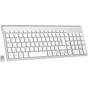 cimetech Tastiera wireless, Layout Italiano QWERTY, 2.4G tastiera USB per computer con tastierino numerico e tasti ergonomici per computer, PC, laptop, tablet, desktop, Android Smart TV (argento)