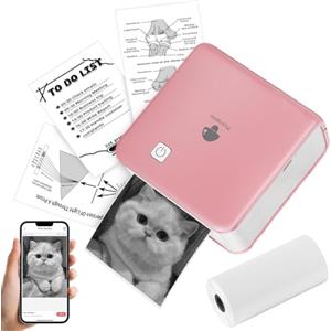 Phomemo M02 Pro Mini Stampante Portatile Stampante Termica Bluetooth, Risoluzione 300 dpi Compatibile con Carta da 15,25,53 mm, per Stampa Fotografica, Diario, Creazione Artistica, Regalo - Rosa