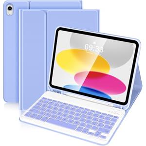 SOPPY Custodia con Tastiera per iPad, Tastiera Bluetooth per iPad 10a Generazione 10,9 pollici 2022 (A2696 / A2757 / A2777), Tastiera Wireless Rimovibile per iPad 10a Gene, Layout Italian - Viola