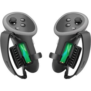 KIWI design Copertura Aggiornata del Controller Compatibile con Meta Quest 3S/Quest 3 Accessori, con Protezione di Apertura della Batteria e Cinturino alla Caviglia (Nero)