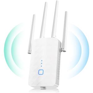 MEETOWN Ripetitore WiFi, Amplificatore WiFi 1200M Dual Band 5GHz & 2.4GHz Ripetitore WiFi Potente per Casa con Connessione LAN, WPS, Compatibile con Router WiFi Standard al 99%, 35 Dispositivo