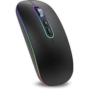 cimetech Mouse wireless ricaricabile, Mouse 2.4G e Bluetooth per laptop Design ergonomico senza fili con USB e 1600 DPI Compatibile con Macbook iPad PC Computer Notebook Laptop (Nero)