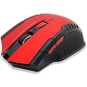 OcioDual Mouse Wireless Ricevitore USB 2.0 GF2428 Rosso Senza Fili Rilevamento Ottico 1600 DPI 6 Pulsanti per PC Computer Laptop