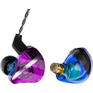 EZ EAR CCZ DC01 PRO HiFi In Ear Monitor Auricolari Potente diaframma per bassi Auricolari da gioco cablati Cuffie con cavo a latenza 0 reale Microfono HD per chiamate musicali Giochi(Viola, senza microfono)